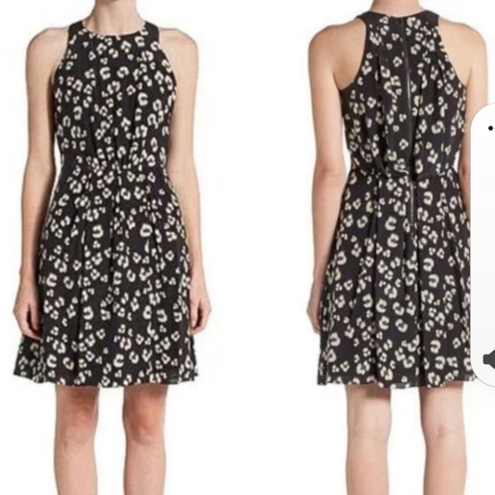 Rebecca Taylor 100% Silk Black Leopard Dress